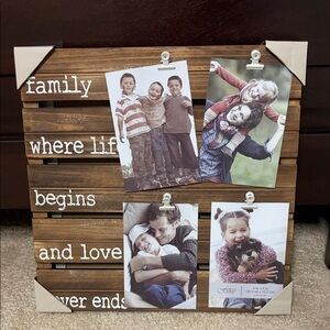 Fetco home decor family where life begins and love never ends picture frame NWT